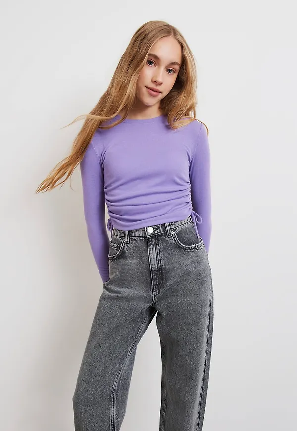 S long sleeve drawstring top