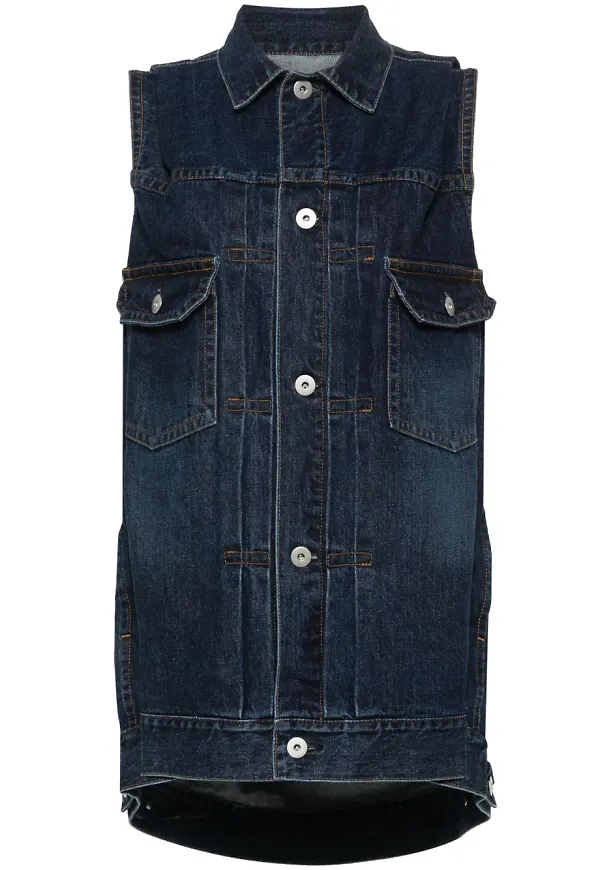sacai ärmlös jeansväst - Blå
