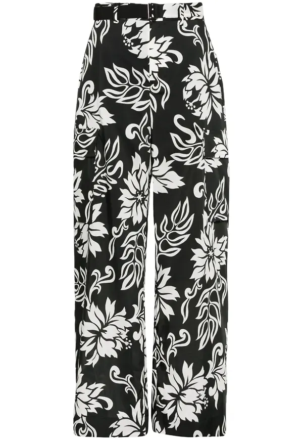sacai blommiga palazzobyxor - Svart