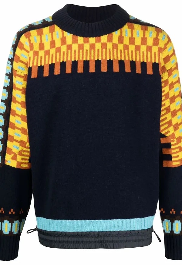 sacai intarsiastickad tröja - Blå