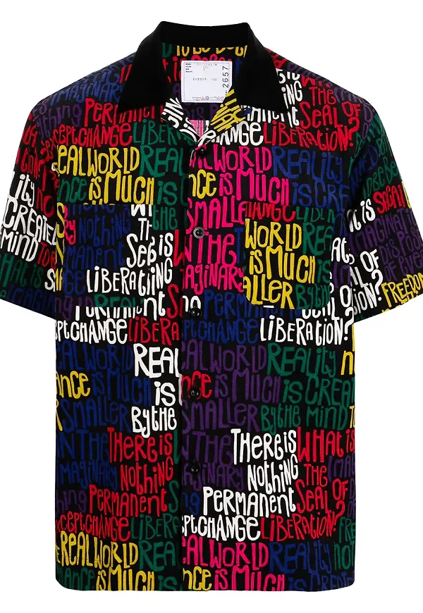 sacai skjorta med slogan - Flerfärgad