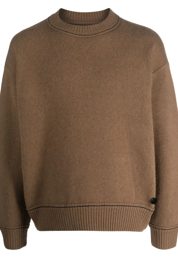 sacai tröja med rundad hals - Brun