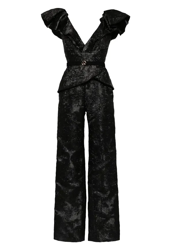 Saiid Kobeisy jumpsuit i brokad - Svart
