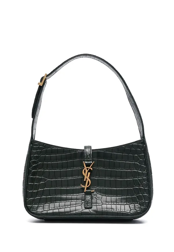 Saint Laurent 5A7 krokodilpräglad axelväska - Grön