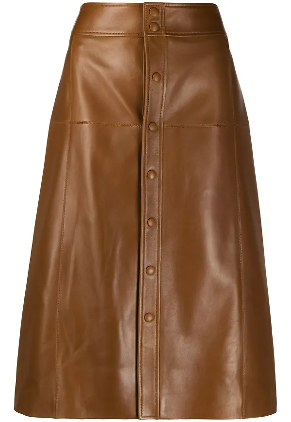 Saint Laurent A-linjeformad midikjol - Brun