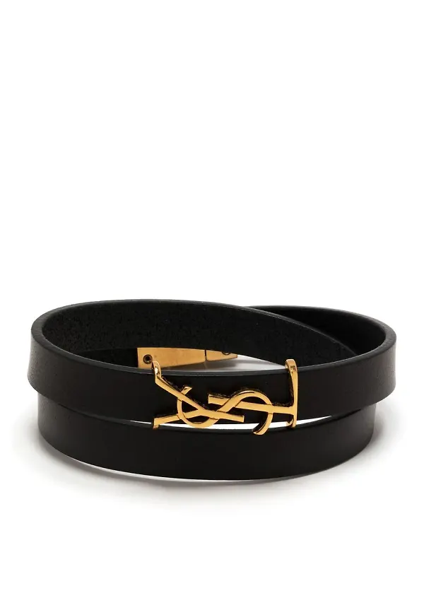Saint Laurent armband med dubbla remmar - Svart