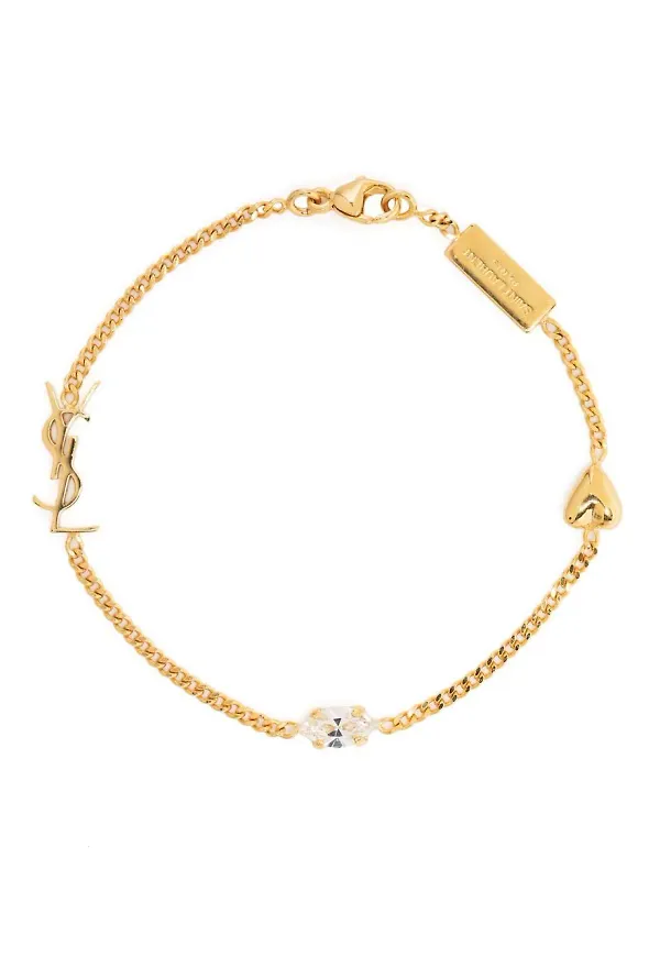 Saint Laurent armband med strassprydd berlock - Guldfärgad