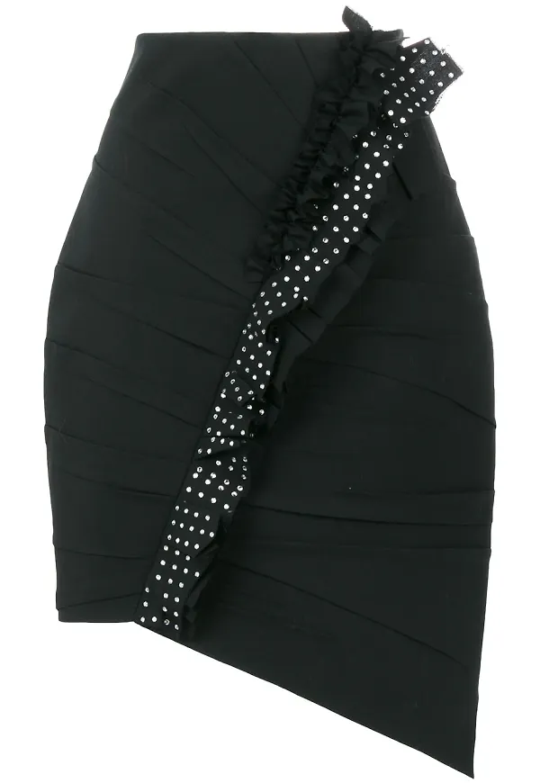 Saint Laurent asymmetrisk minikjol - Svart