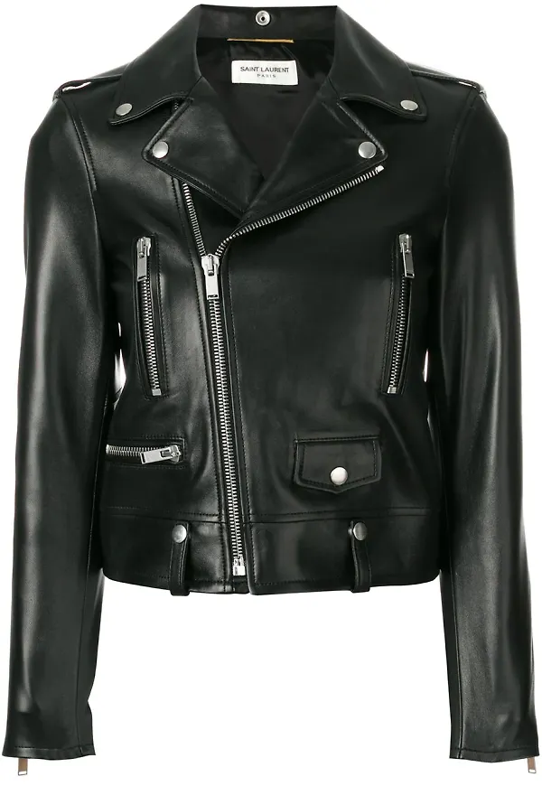 Saint Laurent avskuren biker-jacka - Svart