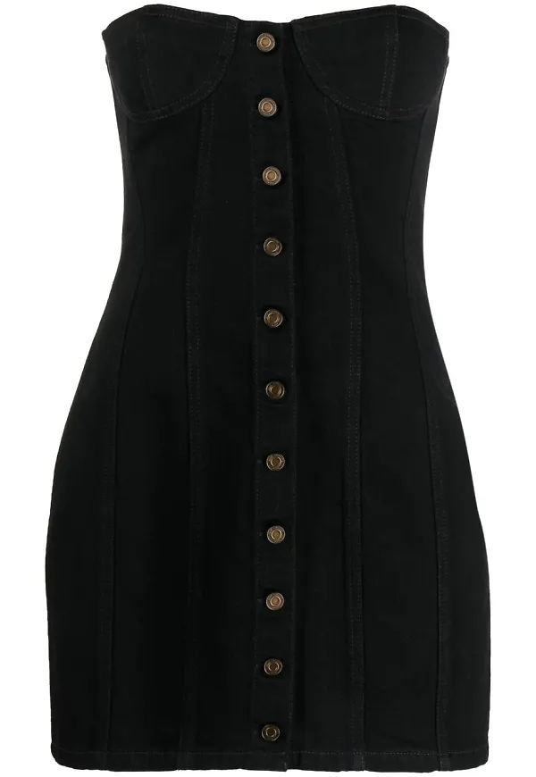 Saint Laurent axelbandslös festklänning - Svart