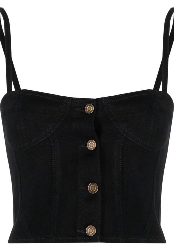 Saint Laurent beskuren korsettopp - Svart