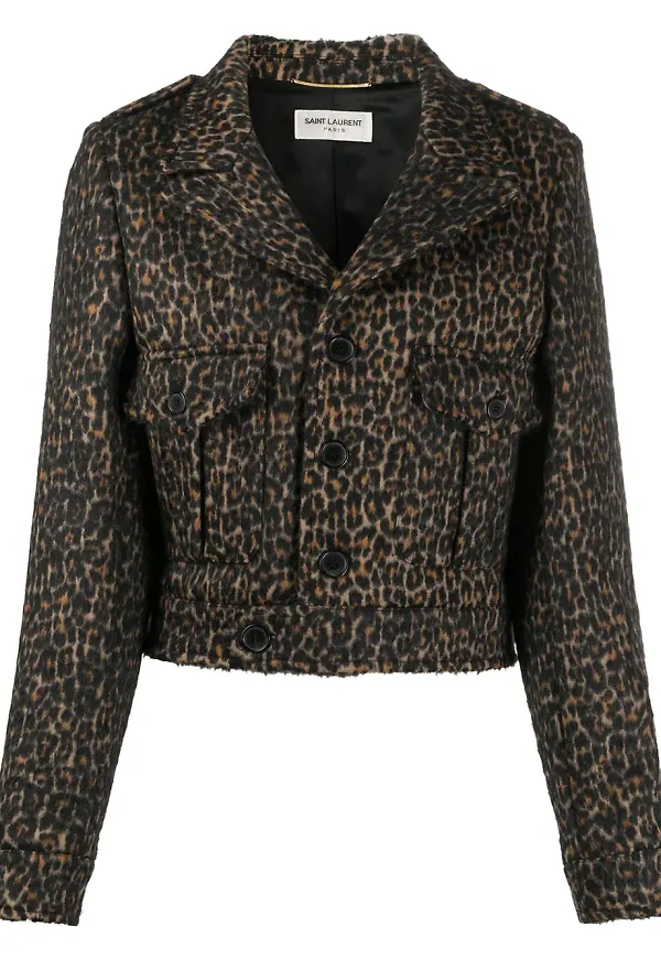 Saint Laurent beskuren leopardmönstrad jacka - Neutral