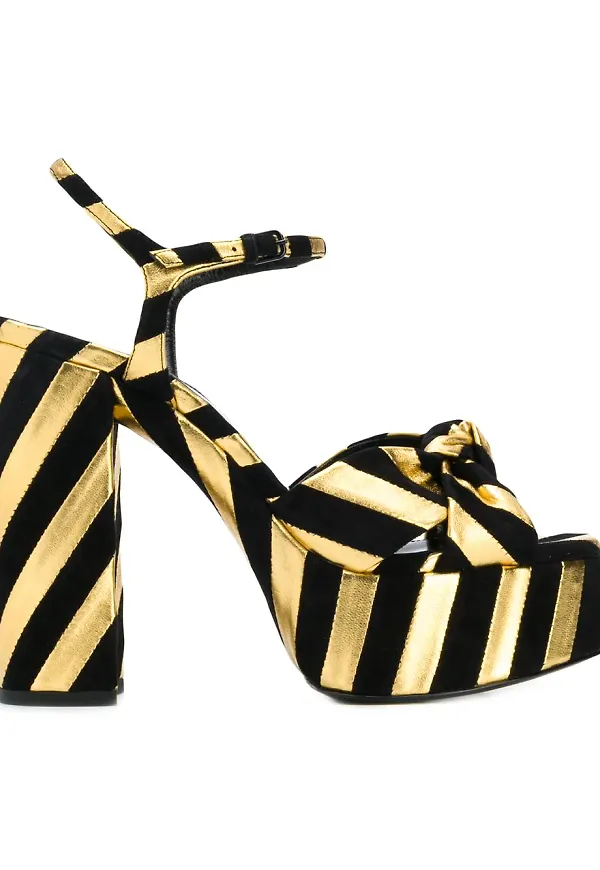 Saint Laurent Bianca randiga sandaler - Svart