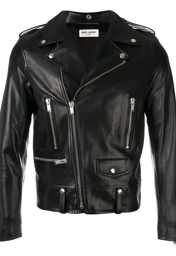 Saint Laurent bikerjacka med dragkedja - Svart