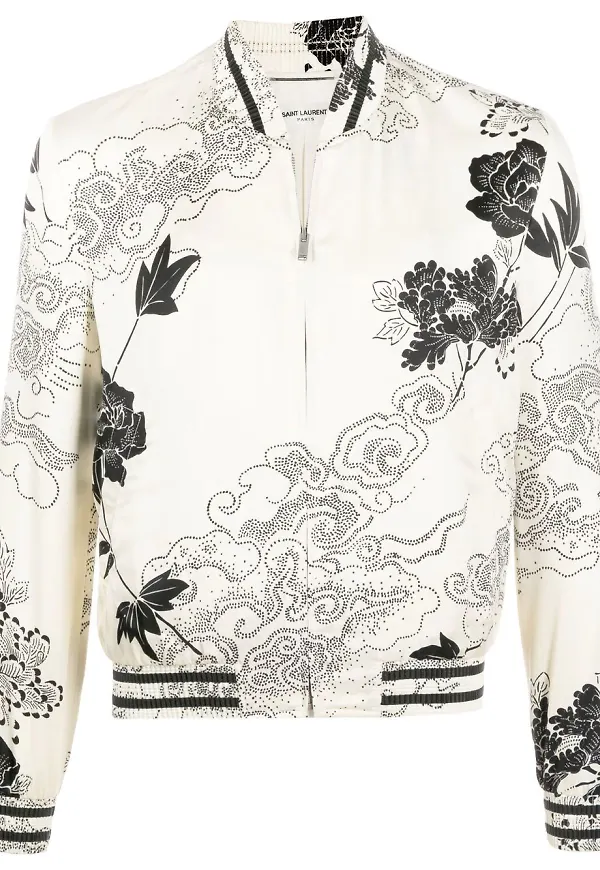 Saint Laurent blommig bomberjacka - Neutral