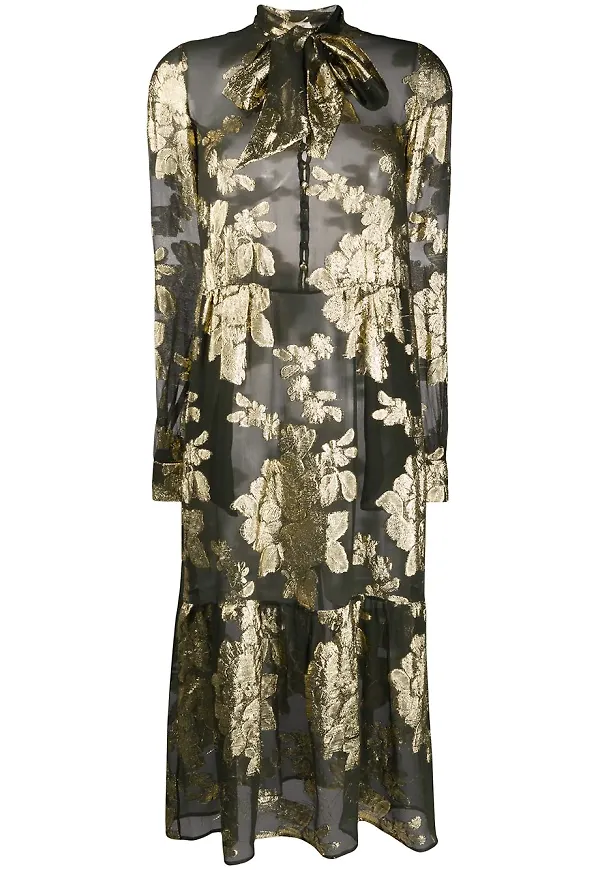 Saint Laurent blommig klänning - Svart