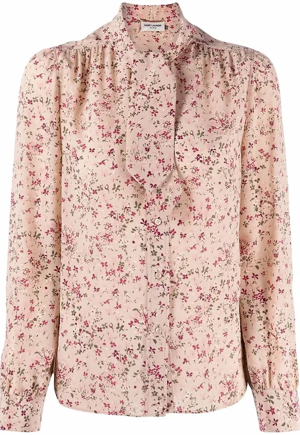 Saint Laurent blommig knytblus - Rosa