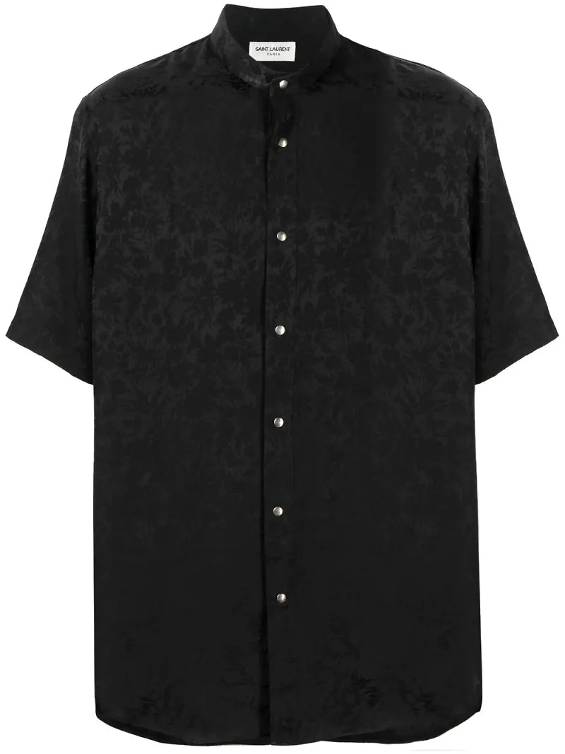 Saint Laurent blommig sidenskjorta - Svart