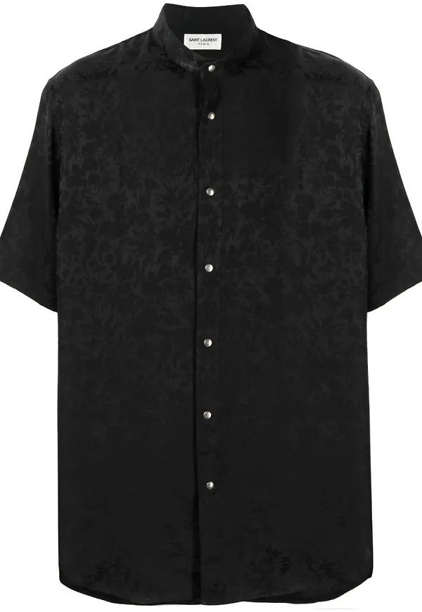 Saint Laurent blommig sidenskjorta - Svart