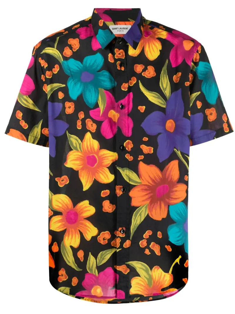 Saint Laurent blommig skjorta - Svart