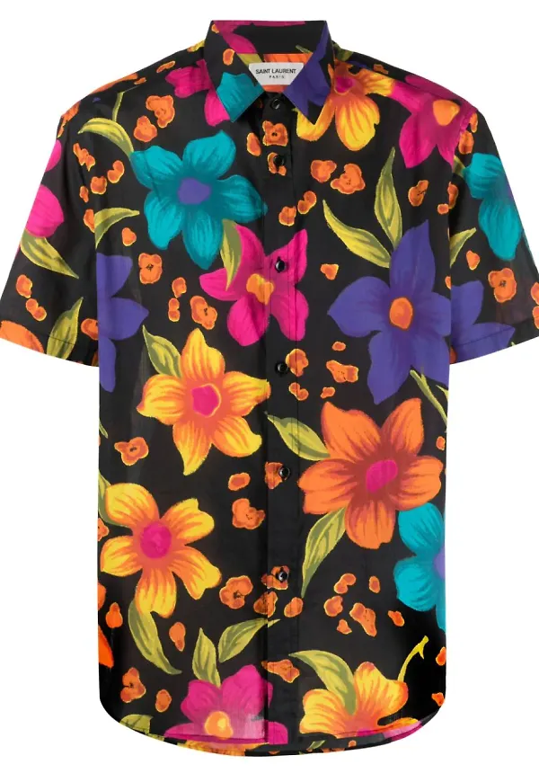 Saint Laurent blommig skjorta - Svart
