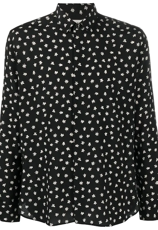 Saint Laurent blommig skjorta - Svart