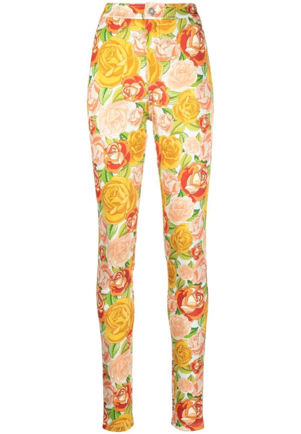 Saint Laurent blommiga byxor med hög midja - Orange