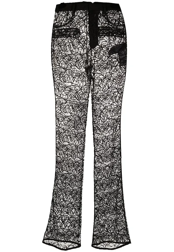 Saint Laurent blommiga byxor med raka ben - Svart