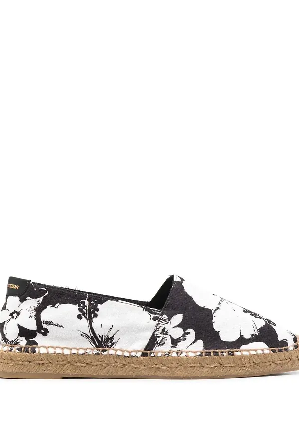 Saint Laurent blommiga espadrillos - Svart