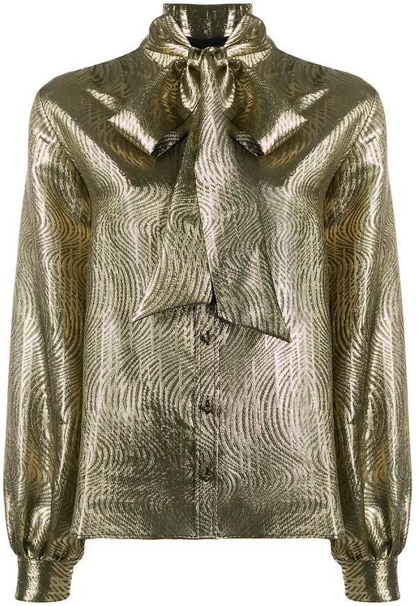 Saint Laurent blus med knytkrage - Guldfärgad