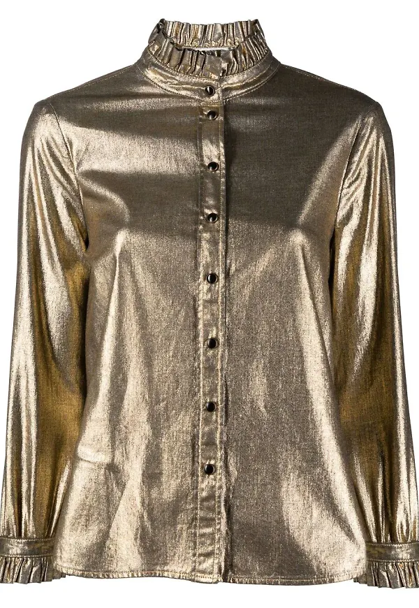 Saint Laurent blus med volangkrage - Gul