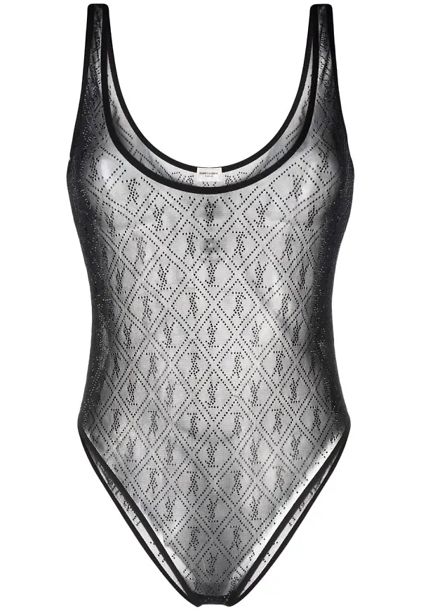 Saint Laurent body med monogram - Svart