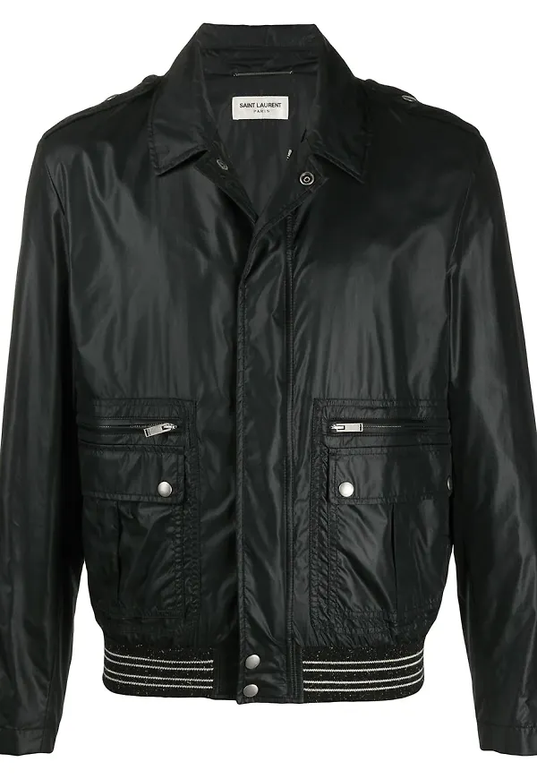 Saint Laurent bomberjacka med krage - Svart