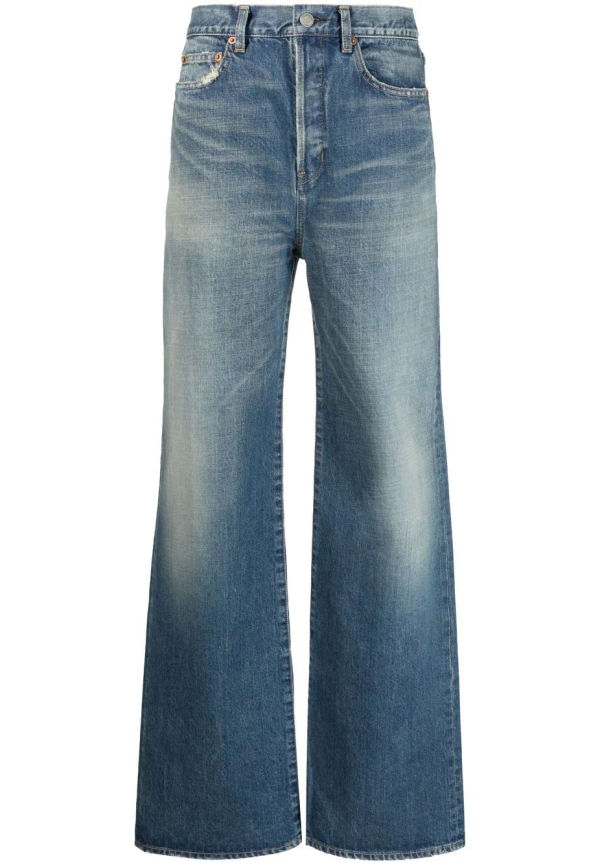 Saint Laurent bootcut-jeans med hög midja - Blå