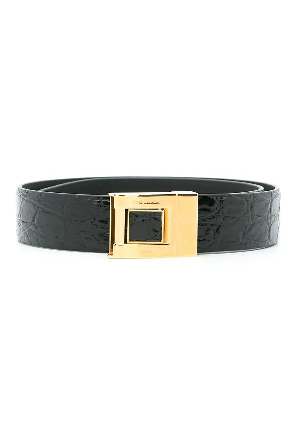 Saint Laurent bälte med krokodileffekt - Svart