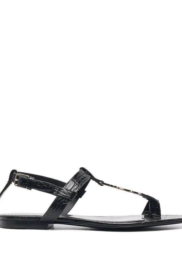 Saint Laurent Cassandra platta sandaler - Svart