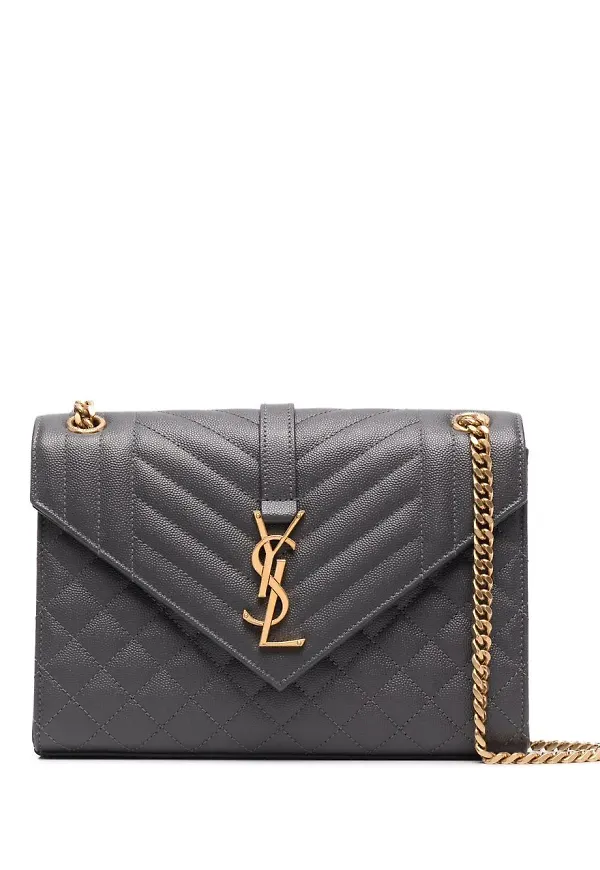 Saint Laurent Cassandra quiltad axelväska - Grå