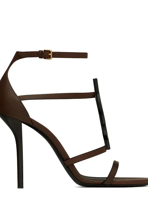 Saint Laurent Cassandra sandaler med logotyp - Brun