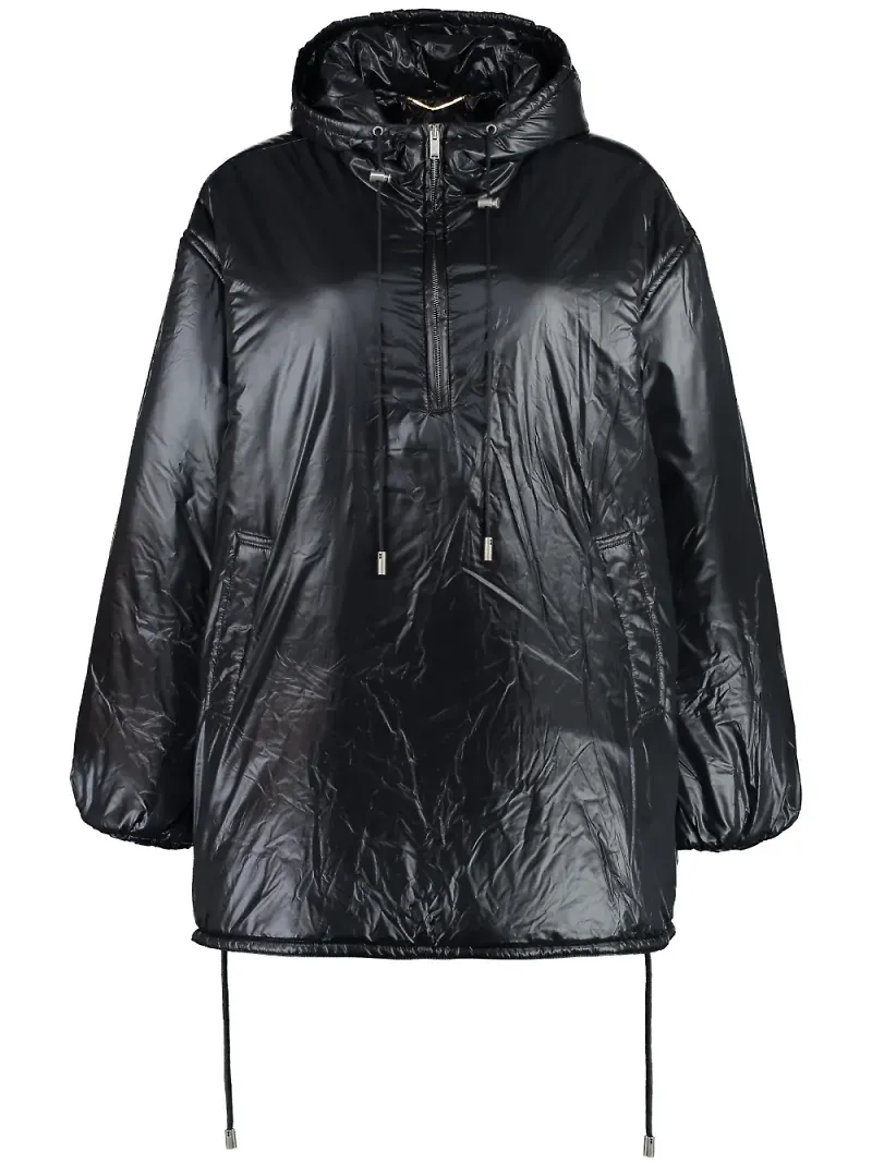Saint Laurent Cassandre vadderad jacka med huva - Svart