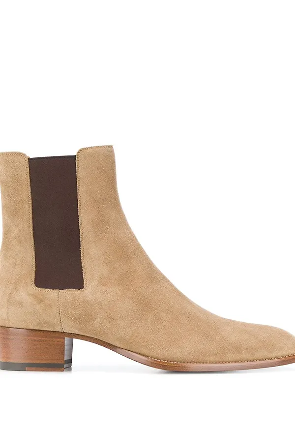 Saint Laurent Chelsea-boots i mocka - Neutral