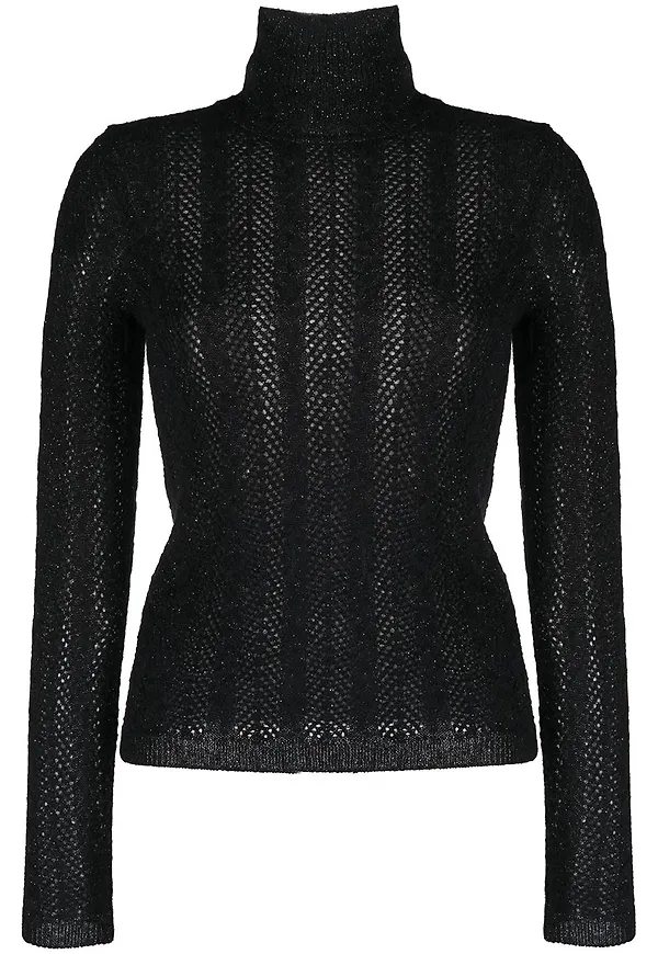 Saint Laurent chevron-stickad tröja - Svart