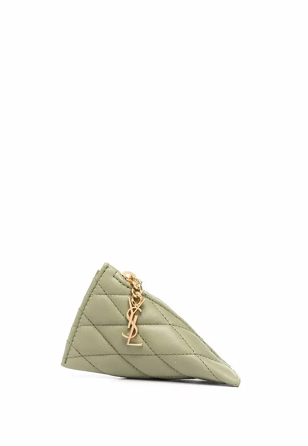 Saint Laurent chevronmönstrad quiltad pouch - Grön