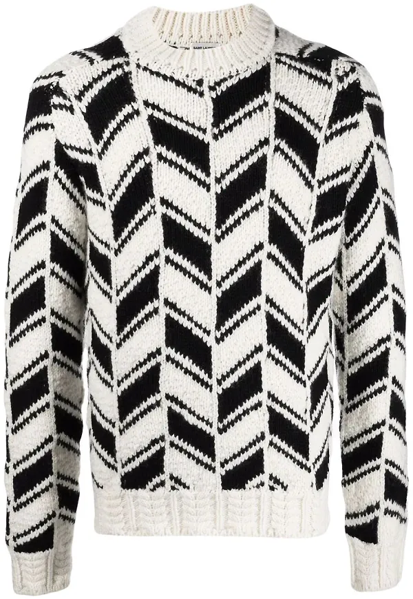 Saint Laurent chevronmönstrad tröja - Neutral