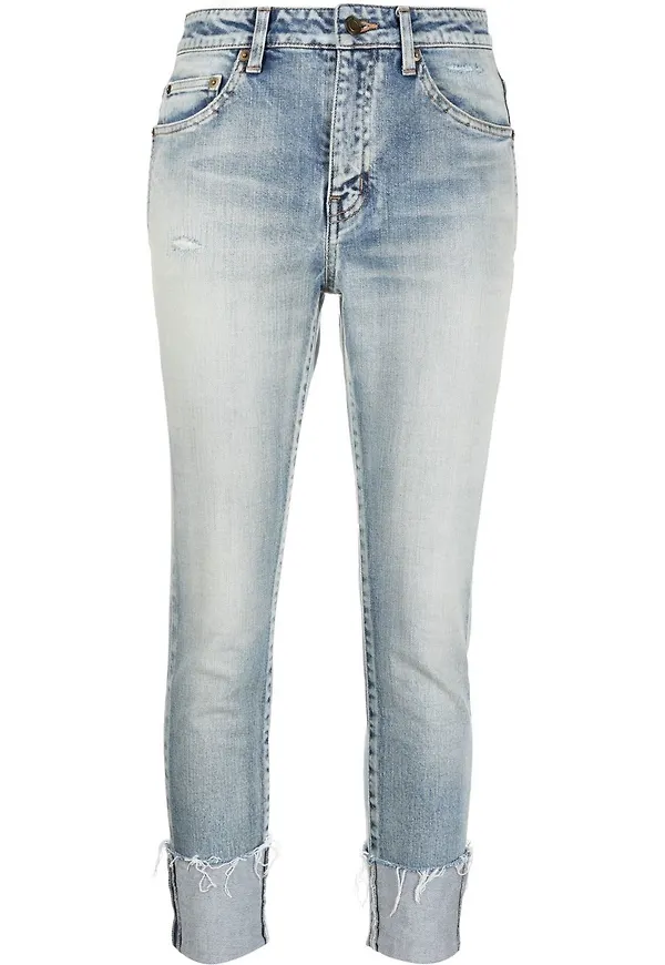 Saint Laurent croppade jeans - Blå