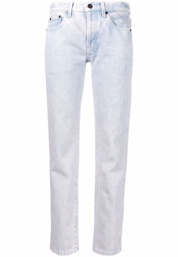 Saint Laurent croppade jeans med blekt finish - Lila