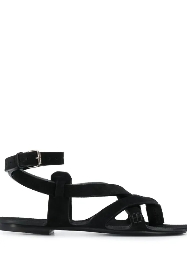 Saint Laurent Culver Platta Sandalererererer Svart, Dam