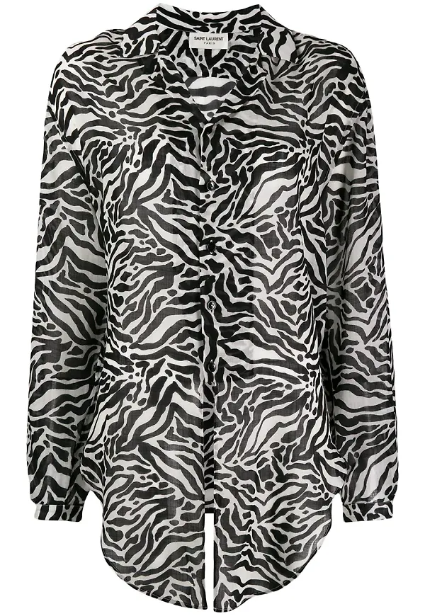 Saint Laurent djurmönstrad skjorta - Svart