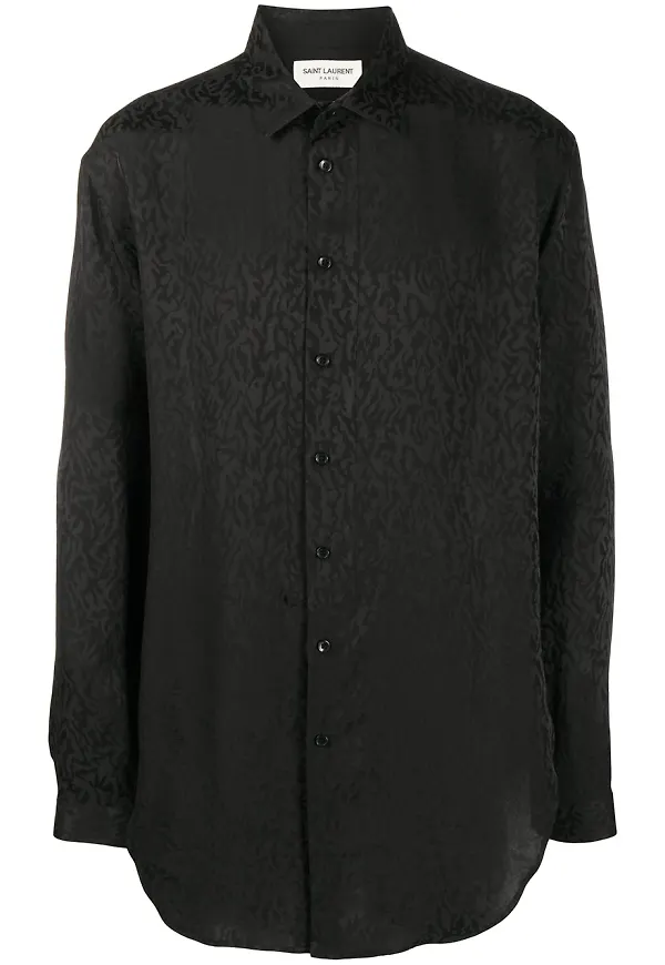 Saint Laurent djurmönstrad skjorta - Svart