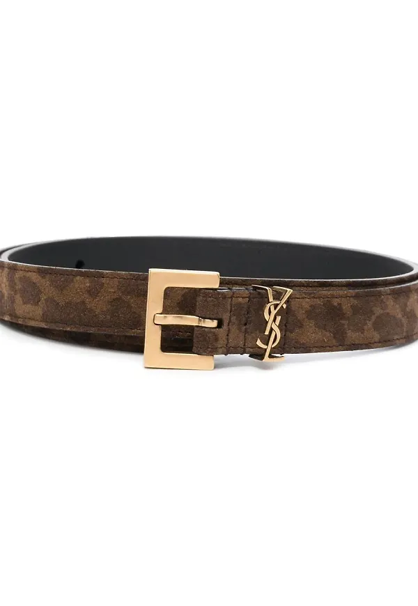 Saint Laurent djurmönstrat bälte - Brun