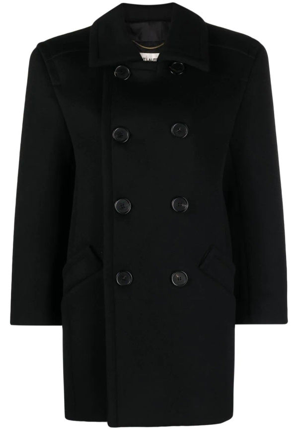 Saint Laurent double-breasted wool coat - Svart